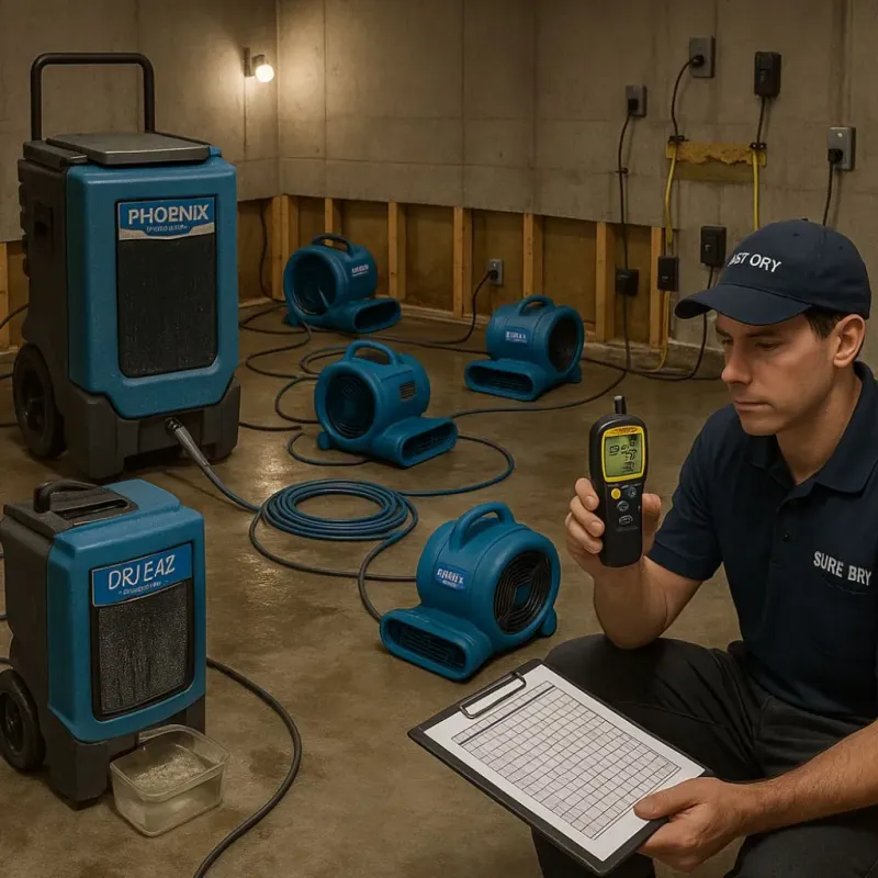 Structural Drying and Dehumidification process in Oxford, ME